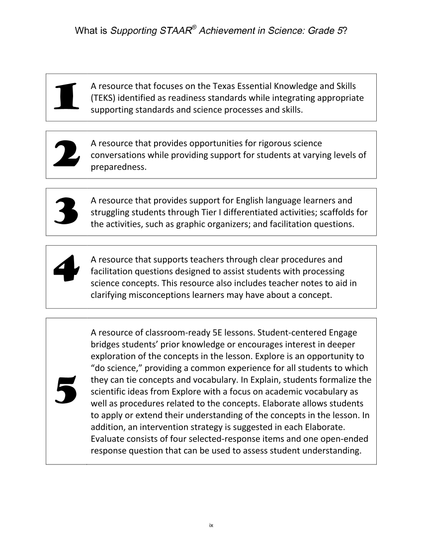 Supporting STAAR® Achievement in Science: Grade 5 page 10