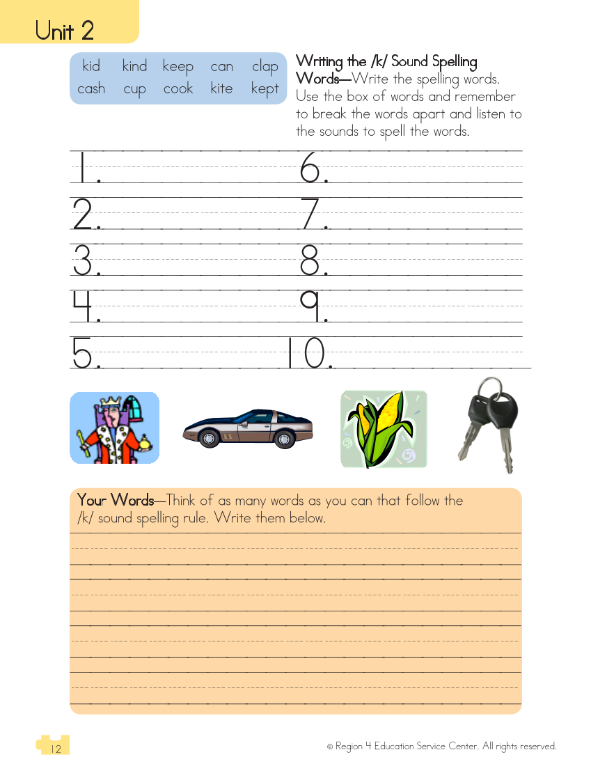 Connecting Spelling Rules to Reading and Writing, Grade 2, Student Edition page 12