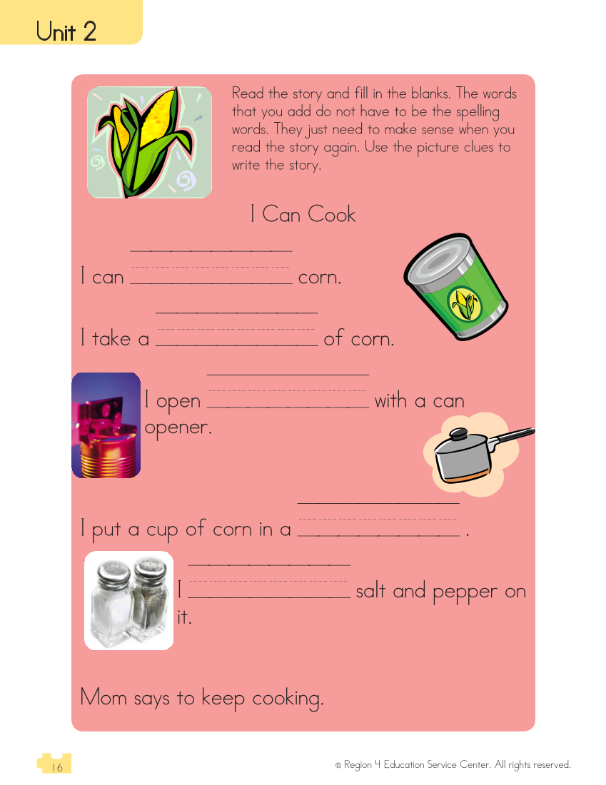 Connecting Spelling Rules to Reading and Writing, Grade 2, Student Edition page 16