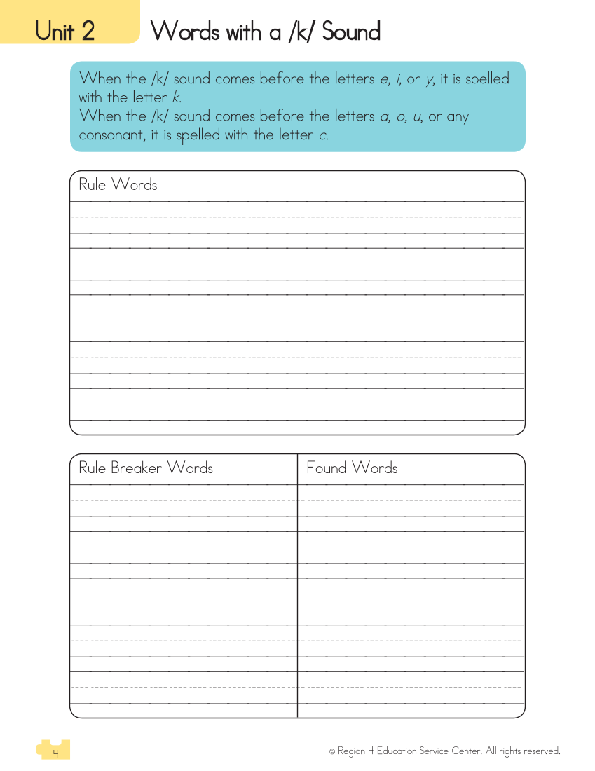 Connecting Spelling Rules to Reading and Writing, Grade 2, Student Edition page 4