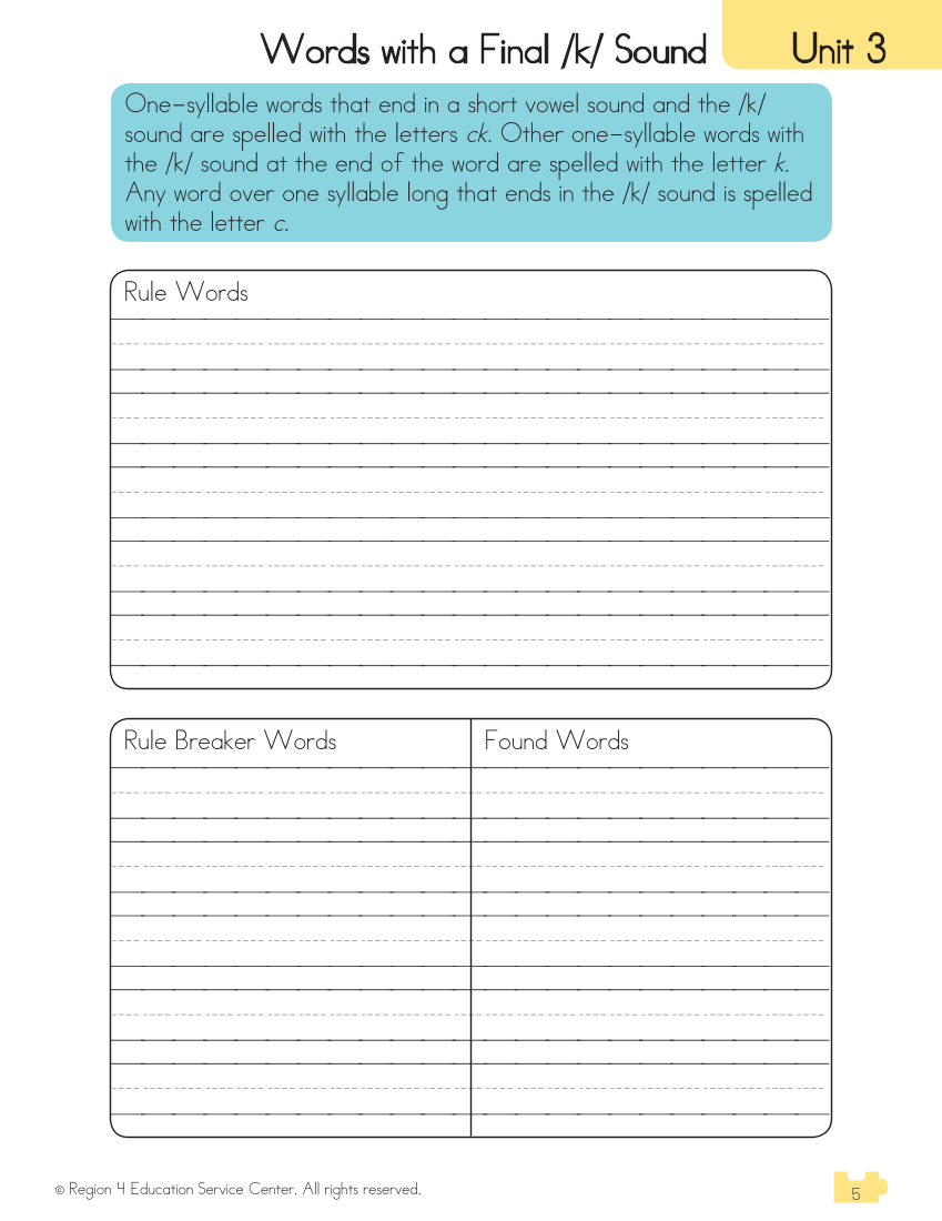Connecting Spelling Rules to Reading and Writing, Grade 2, Student Edition page 5