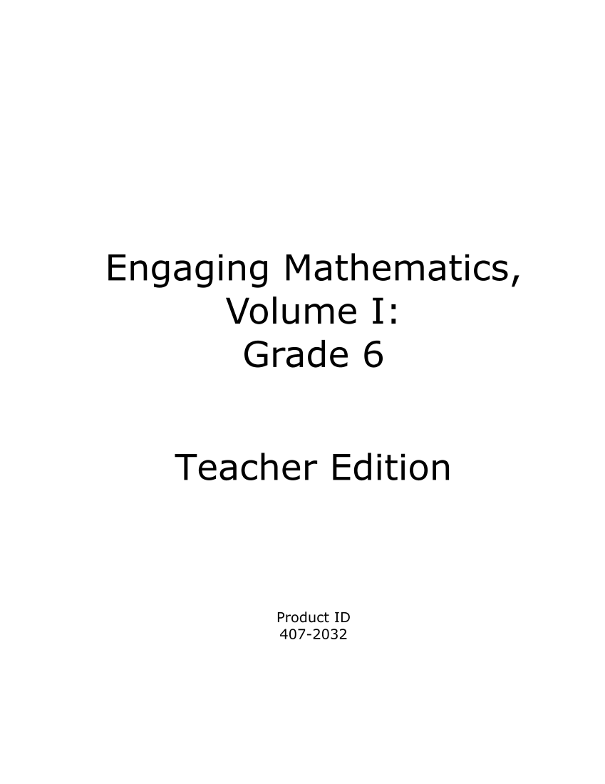Engaging Mathematics, Volume I: Grade 6 page i
