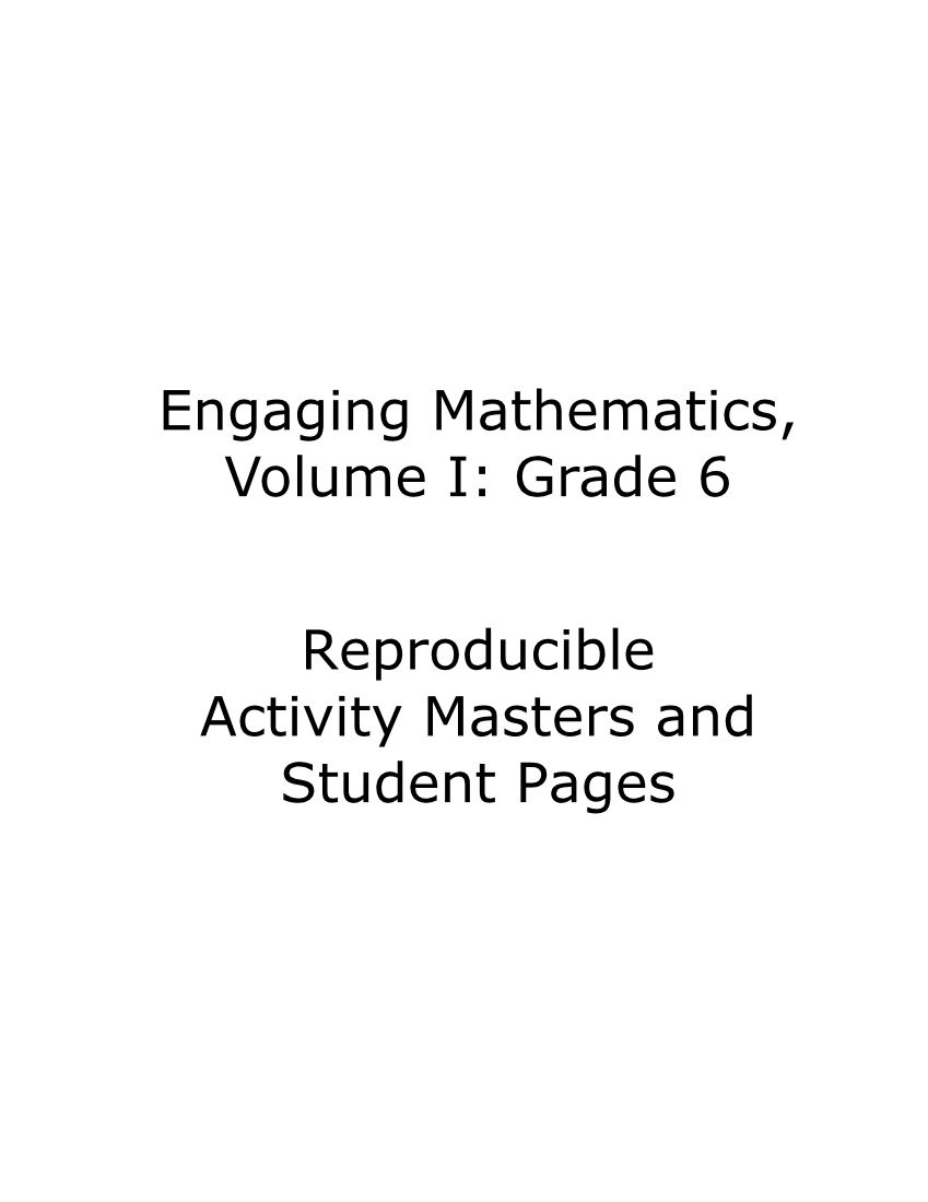 Engaging Mathematics, Volume I: Grade 6 page 1