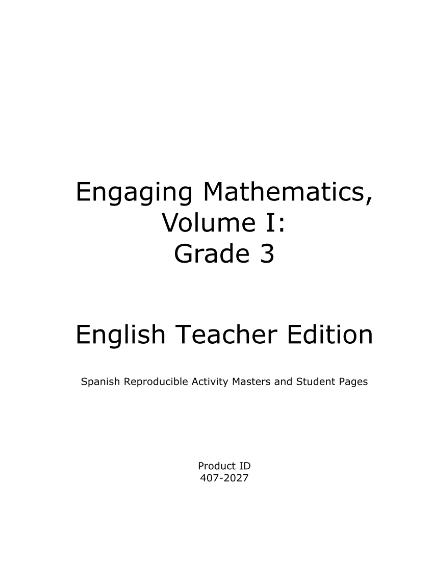 Engaging Mathematics, Volume I: Grade 3 Spanish page 2