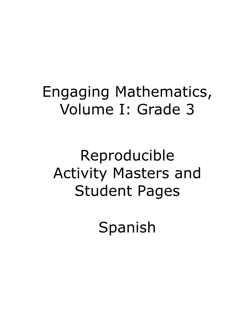 Engaging Mathematics, Volume I: Grade 3 Spanish page 9