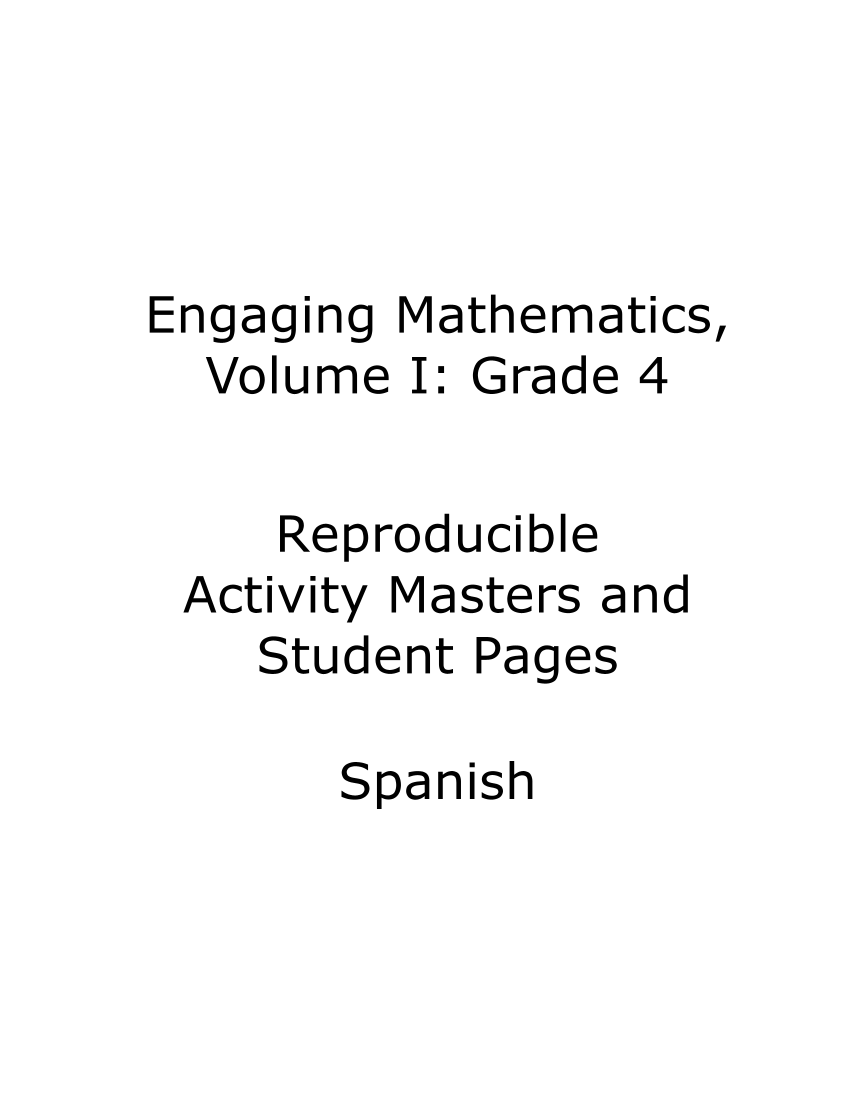 Engaging Mathematics, Volume I: Grade 4, Spanish page 9