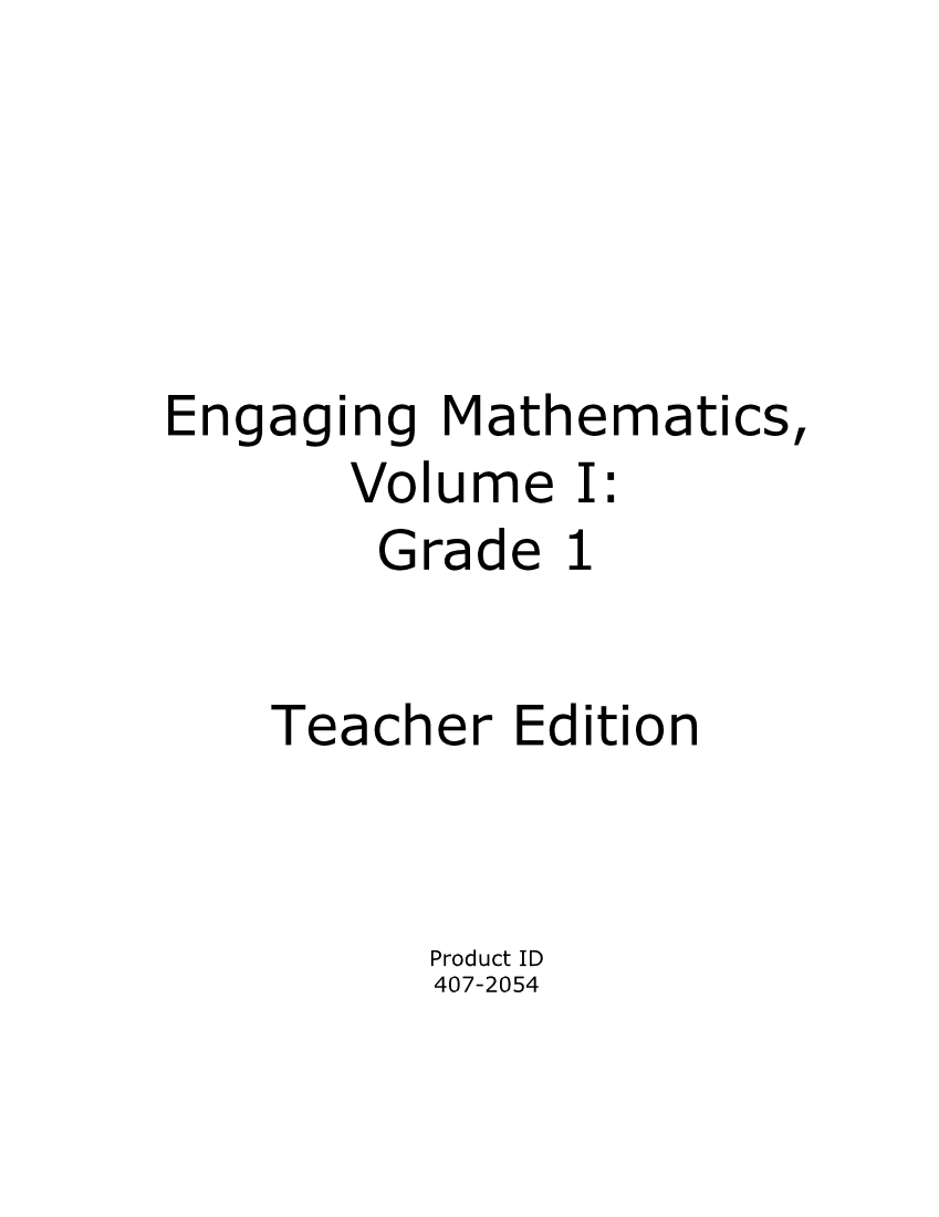 Engaging Mathematics, Volume I: Grade 1 page ii