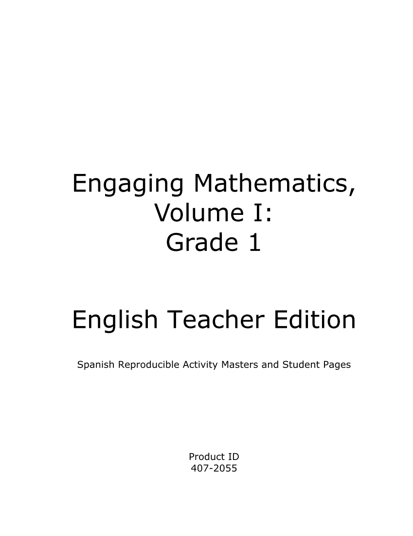 Engaging Mathematics, Volume I: Grade 1 Spanish page ii