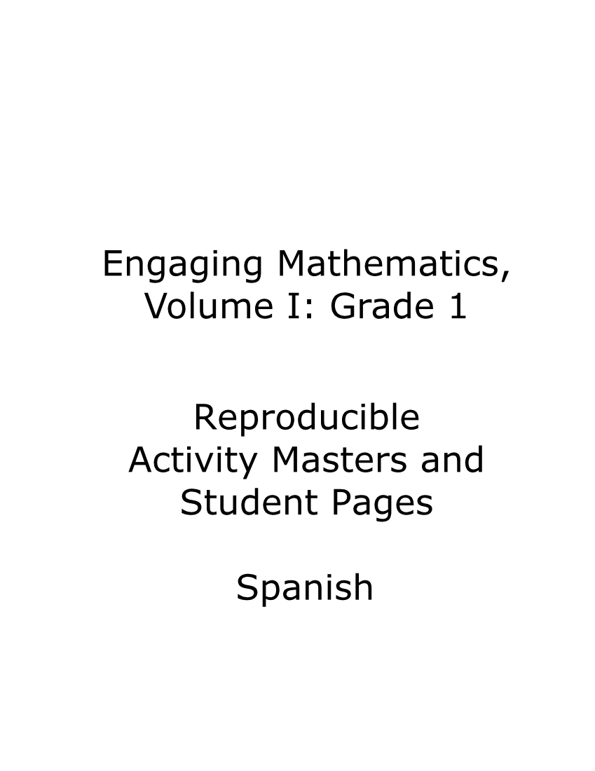 Engaging Mathematics, Volume I: Grade 1 Spanish page 1