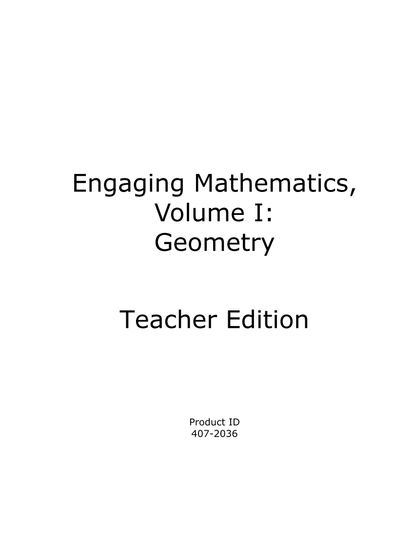 Engaging Mathematics, Volume I: Geometry page 2