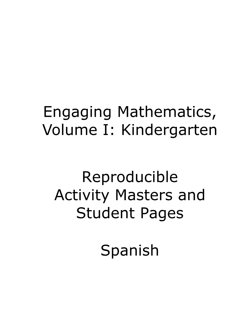 Engaging Mathematics, Volume I: Kindergarten Spanish page 1