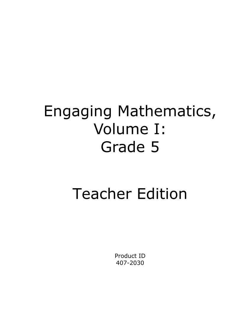 Engaging Mathematics, Volume I: Grade 5 page i