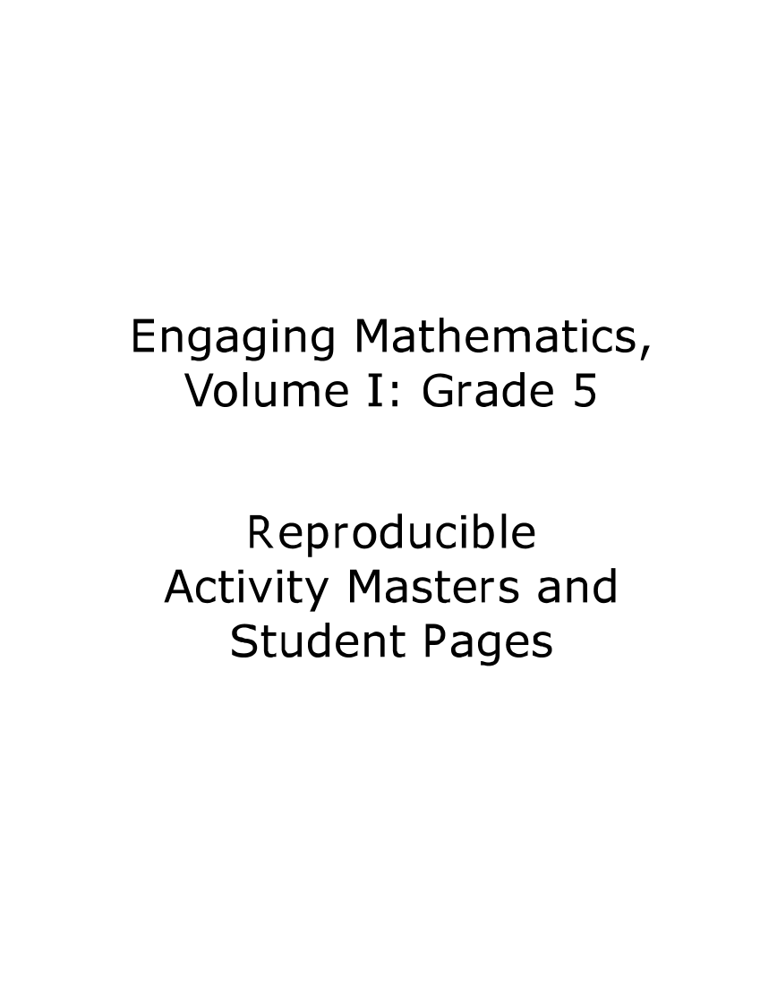 Engaging Mathematics, Volume I: Grade 5 page 1