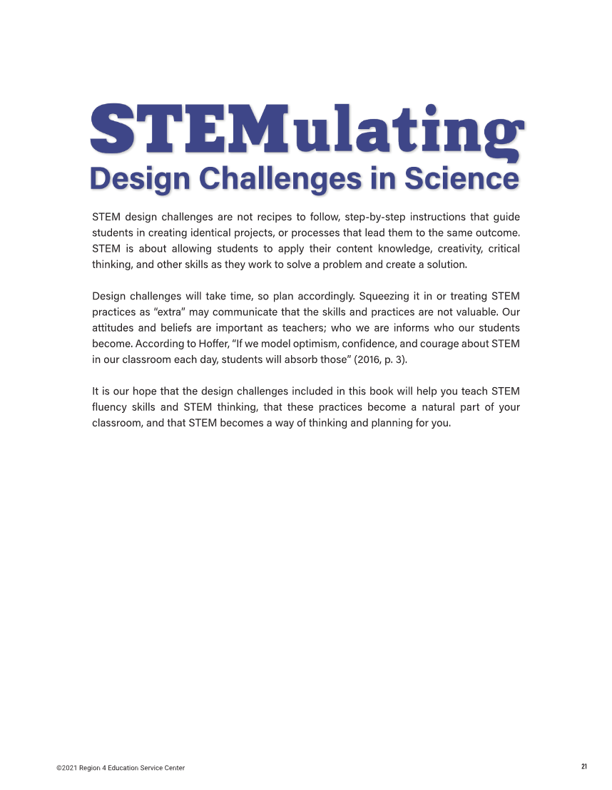 STEMulating Design Challenges in Science: Grades 6–8 page 21