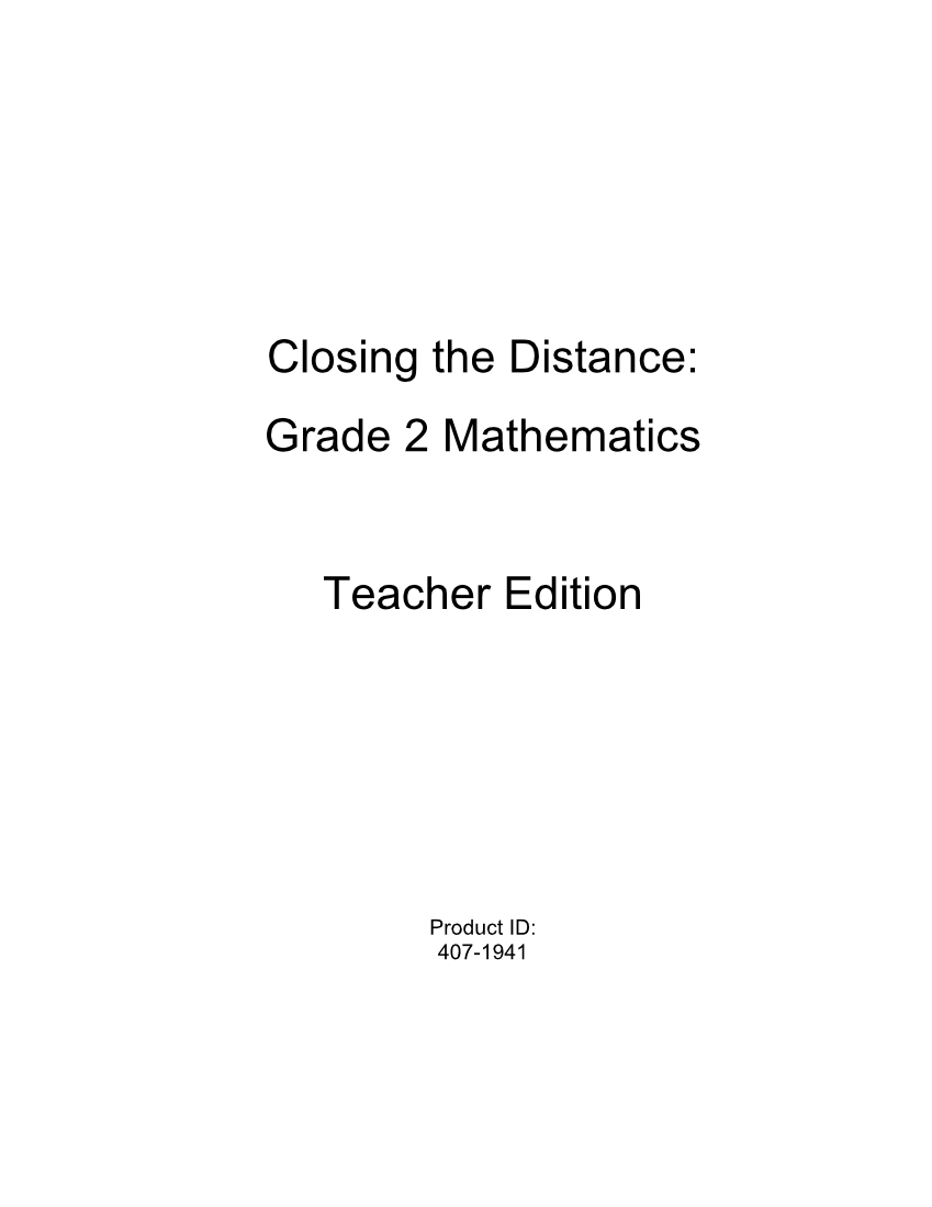 Closing the Distance: Grade 2 Mathematics page 2