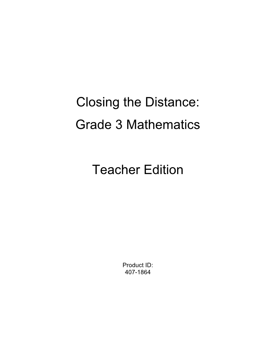Closing the Distance: Grade 3 Mathematics page 2