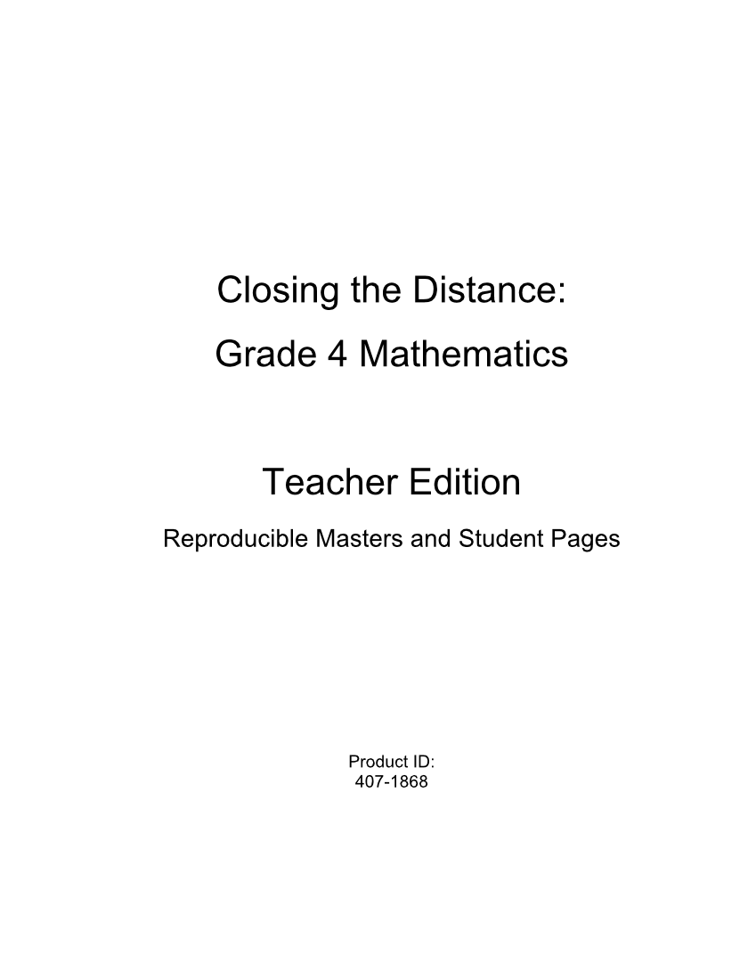 Closing the Distance: Grade 4 Mathematics page 2