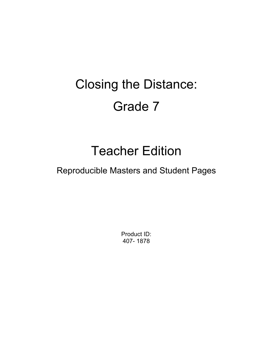 Closing the Distance: Grade 7 Mathematics page 2