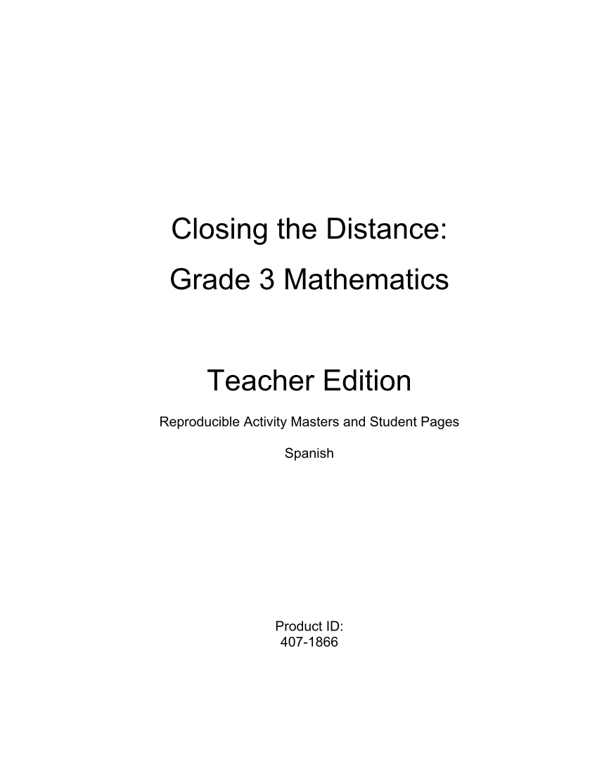 Closing the Distance, Grade 3 Mathematics, Spanish page 2