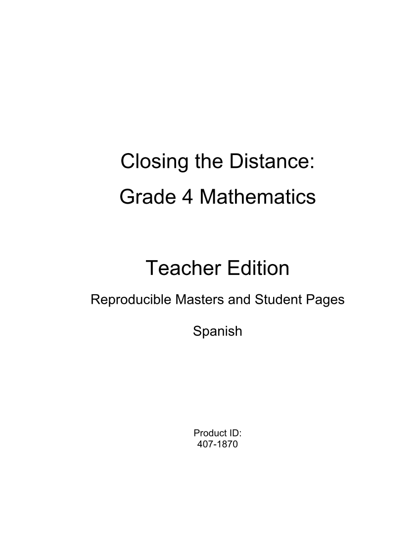 Closing the Distance, Grade 4 Mathematics, Spanish page 2