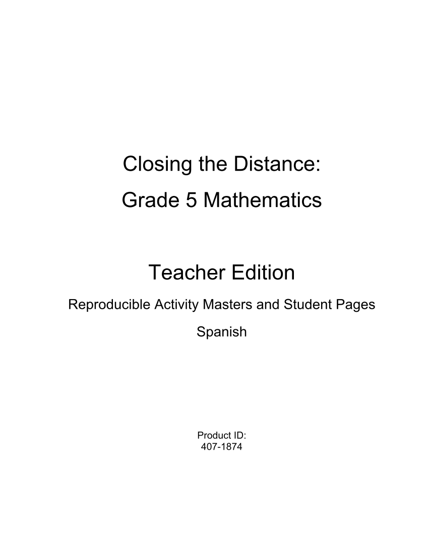 Closing the Distance, Grade 5 Mathematics, Spanish page 2