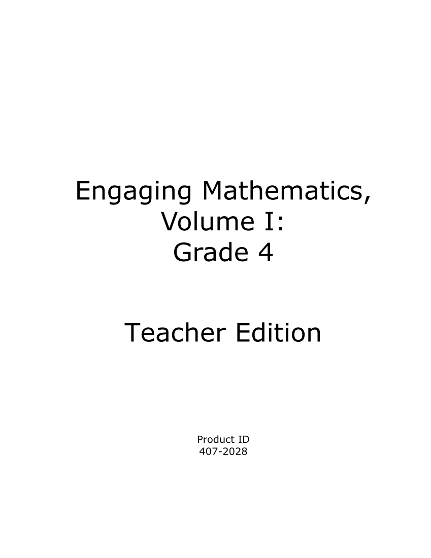 Engaging Mathematics, Volume I: Grade 4 page 1