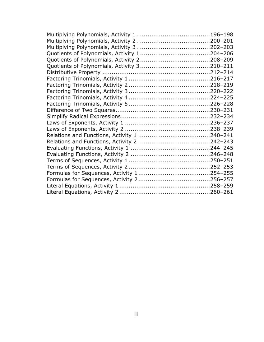 Engaging Mathematics, Volume II: Algebra I page 7