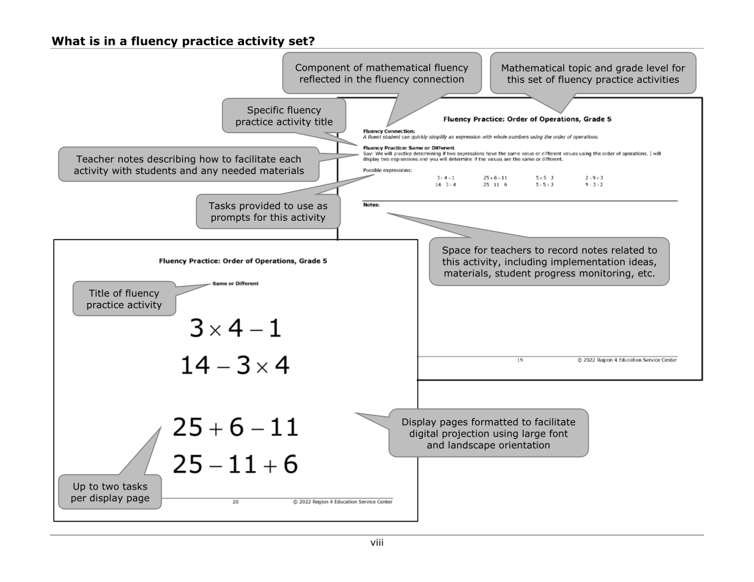 Integrating Fluency Practice: Grade 5 Mathematics, Volume 1 page viii